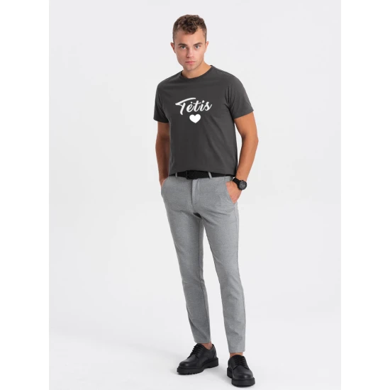 Vyriški tamsiai pilki marškinėliai Tėtis (baltas) PK1468