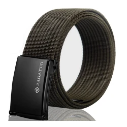 Vyriškas medžiaginis tamsiai žalias diržas su sagtimi Sponto