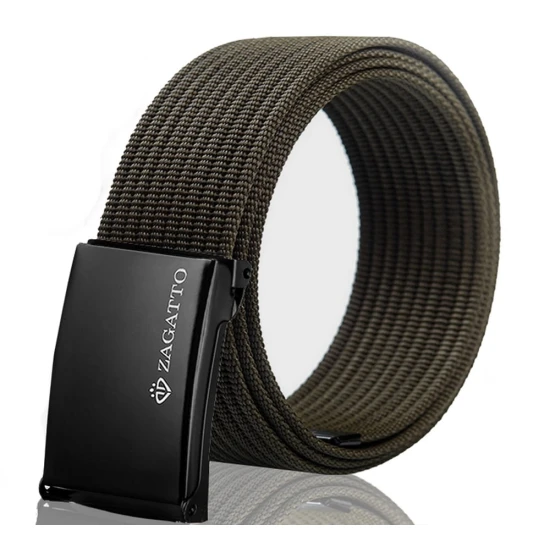 Vyriškas medžiaginis tamsiai žalias diržas su sagtimi Sponto K2-CZ