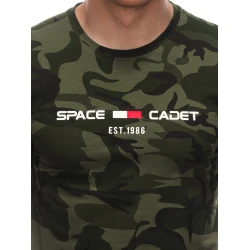 Vyriški tamsiai žali kamufliažiniai marškinėliai Cadet