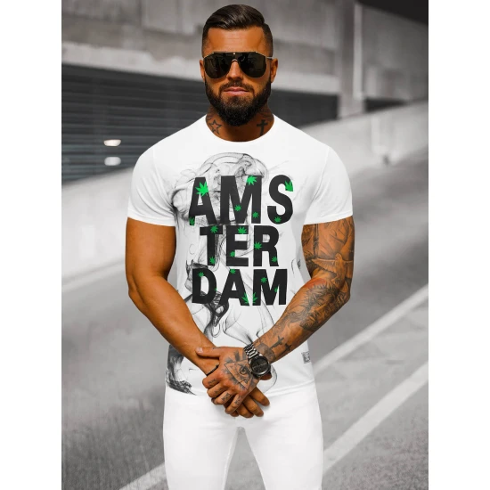 Balti vyriški marškinėliai Amsterdam O/T128/1Z
