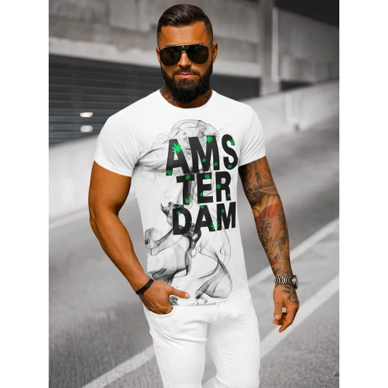 Balti vyriški marškinėliai Amsterdam O/T128/1Z