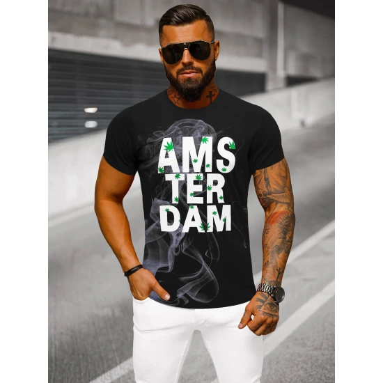 Juodi vyriški marškinėliai Amsterdam O/T128/3Z