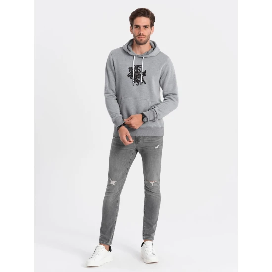 Pilkas vyriškas džemperis su gobtuvu Vytis B979