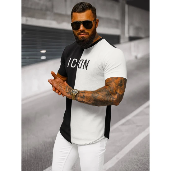 Vyriški juodai-balti marškinėliai Icon O/7776T