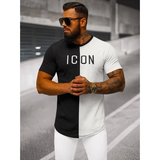 Vyriški juodai-balti marškinėliai Icon O/7776T