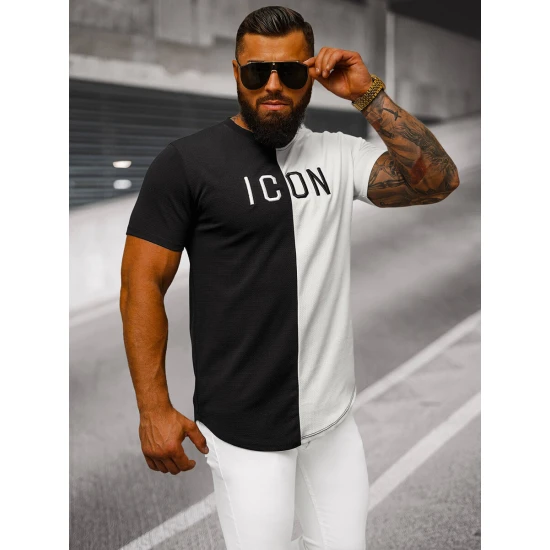 Vyriški juodai-balti marškinėliai Icon O/7776T