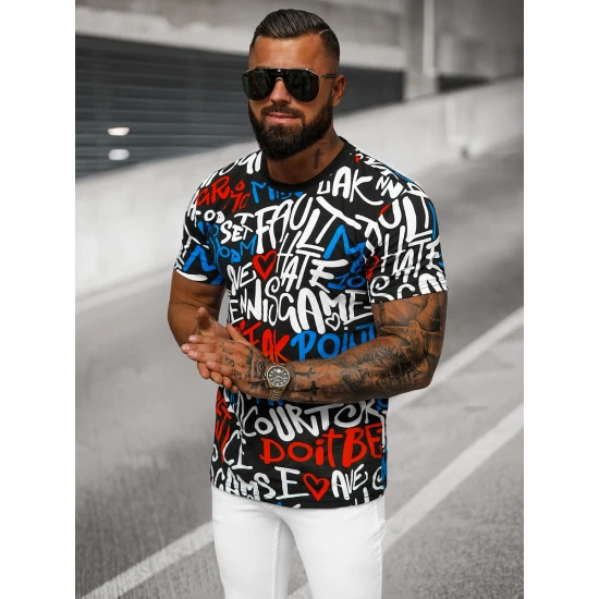 Vyriški juodi marškinėliai su spauda Bett Marškinėliai su užrašais