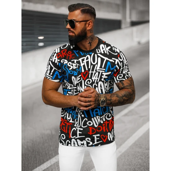 Vyriški juodi marškinėliai su spauda Bett Marškinėliai su užrašais