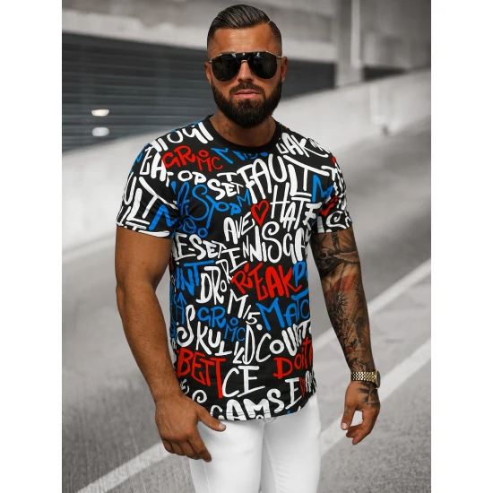 Vyriški juodi marškinėliai su spauda Bett Marškinėliai su užrašais