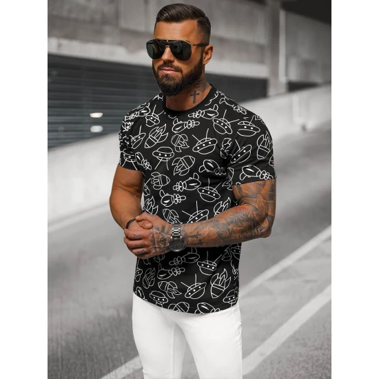 Vyriški juodi marškinėliai Space JS/8T1197/3