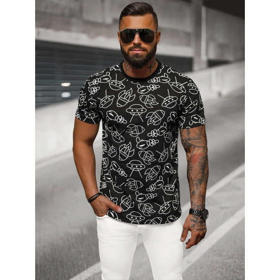 Vyriški juodi marškinėliai Space JS/8T1197/3