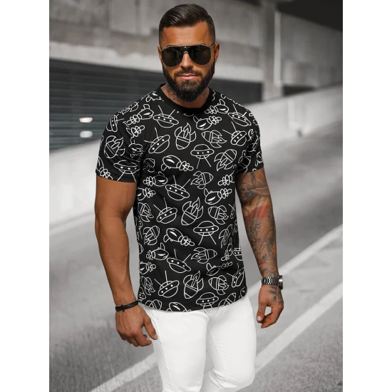 Vyriški juodi marškinėliai Space JS/8T1197/3