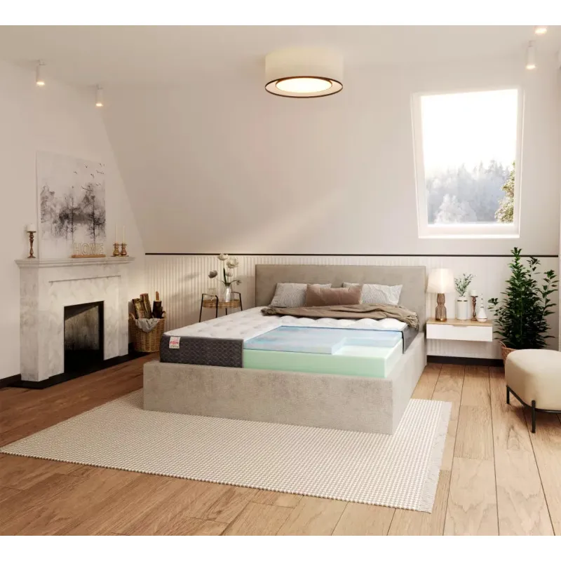 Materac piankowy ze srebrną obwódką i pokrowcem MERIDO 180X200 MERIDO