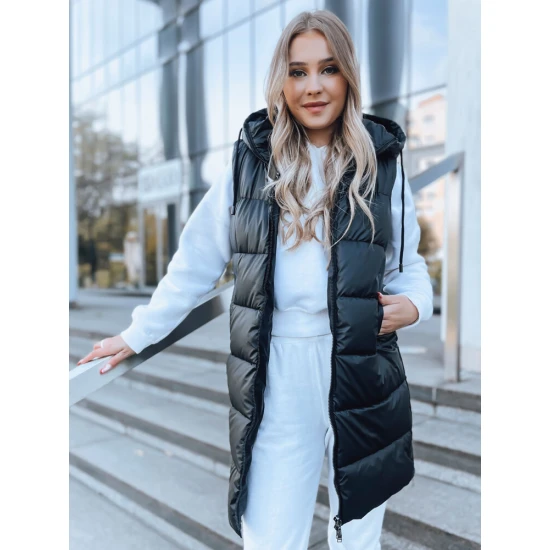 Ilga juoda liemenė su gobtuvu Far TY3748