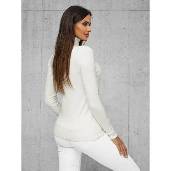 Moteriškas baltas megztinis su aukštu kaklu Stelin JS/8009/8