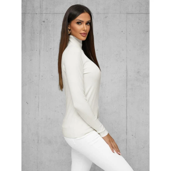 Moteriškas baltas megztinis su aukštu kaklu Stelin JS/8009/8