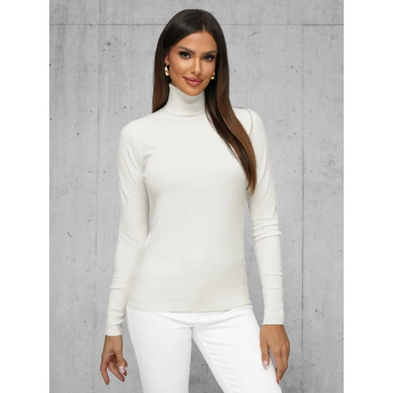 Moteriškas baltas megztinis su aukštu kaklu Stelin JS/8009/8