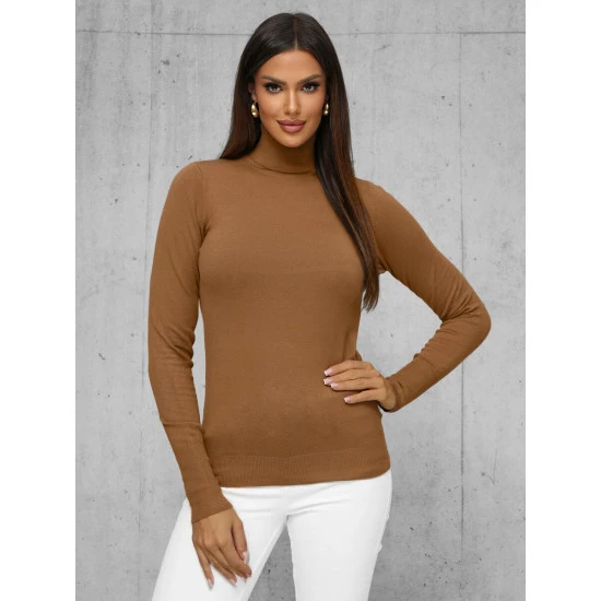 Moteriškas rudas megztinis su aukštu kaklu Stelin JS/8009/7