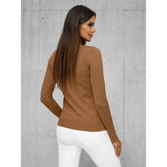 Moteriškas rudas megztinis su aukštu kaklu Stelin JS/8009/7