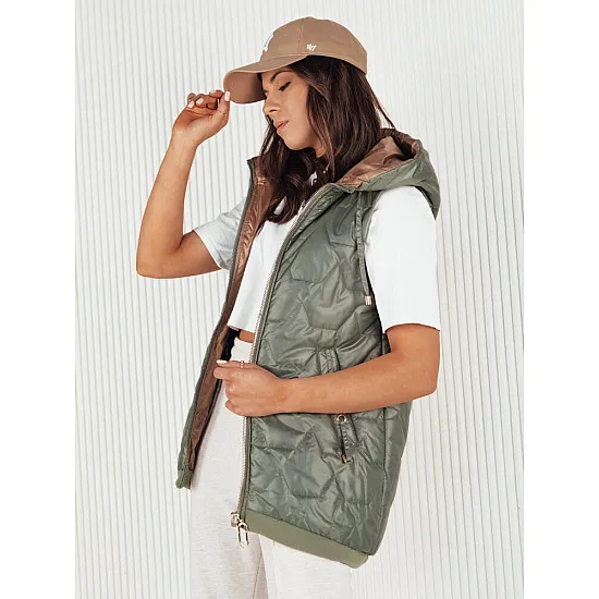 Women's green hooded vest Kolin TY4118