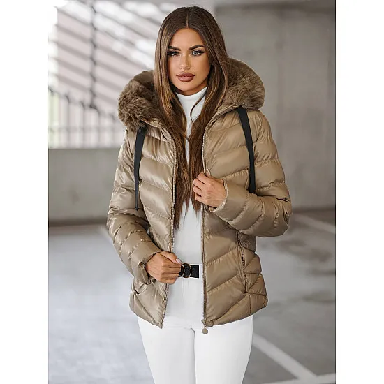 Brown shiny jacket for women Alexa JS/5M3138/62Z