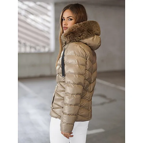 Brown shiny jacket for women Alexa JS/5M3138/62Z