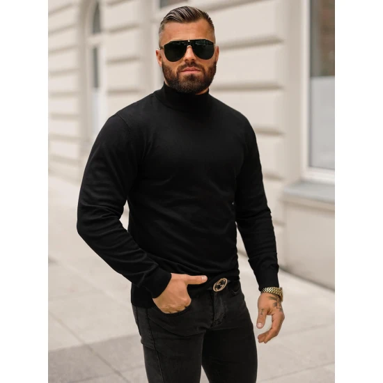 Juodas megztinis aukštu kaklu Oscar O/BM201