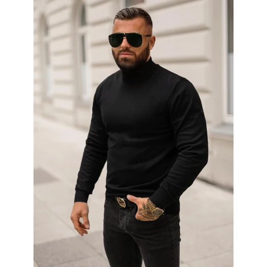 Juodas megztinis aukštu kaklu Oscar O/BM201