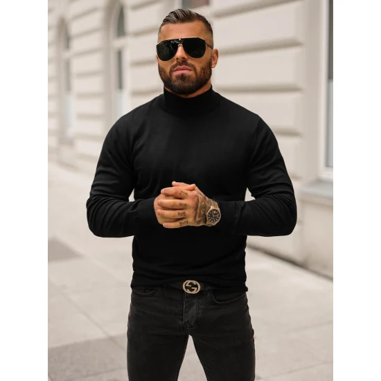 Juodas megztinis aukštu kaklu Oscar O/BM201