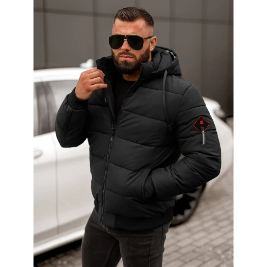 Vyriška juoda žieminė striukė Martim Žieminės striukės