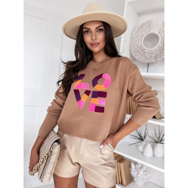 Women's brown oversize jumper Love MY1983