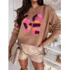 Women's brown oversize jumper Love MY1983