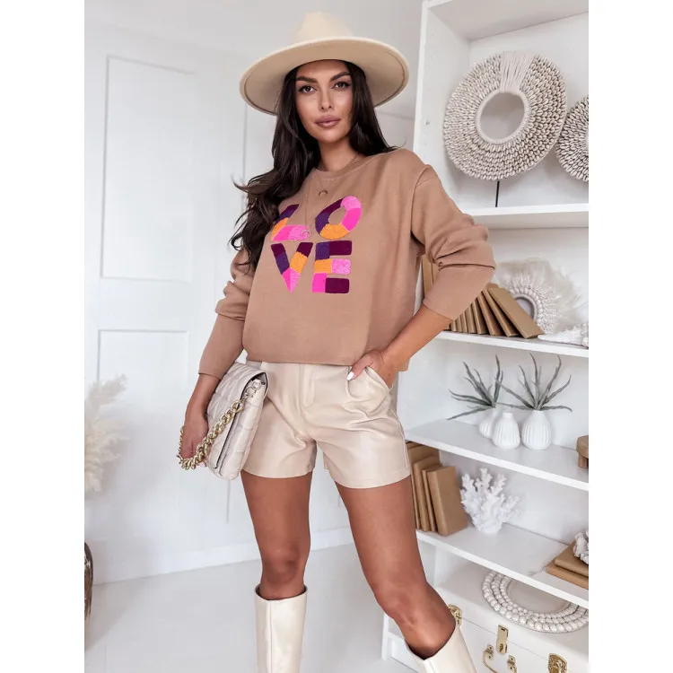 Women's brown oversize jumper Love MY1983