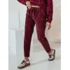Moteriškos velvetinės bordo spalvos laisvalaikio kelnės Velvi UY2287