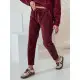 Moteriškos velvetinės bordo spalvos laisvalaikio kelnės Velvi UY2287