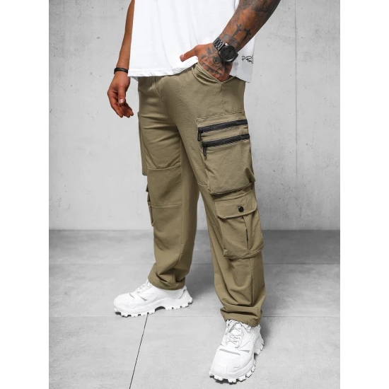 Vyriškos plačios rudos spalvos kelnės Olimp O/PS5527