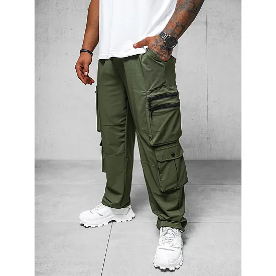 Męskie szerokie spodnie Olimp w kolorze khaki O/PS5527