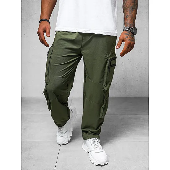 Męskie szerokie spodnie Olimp w kolorze khaki O/PS5527