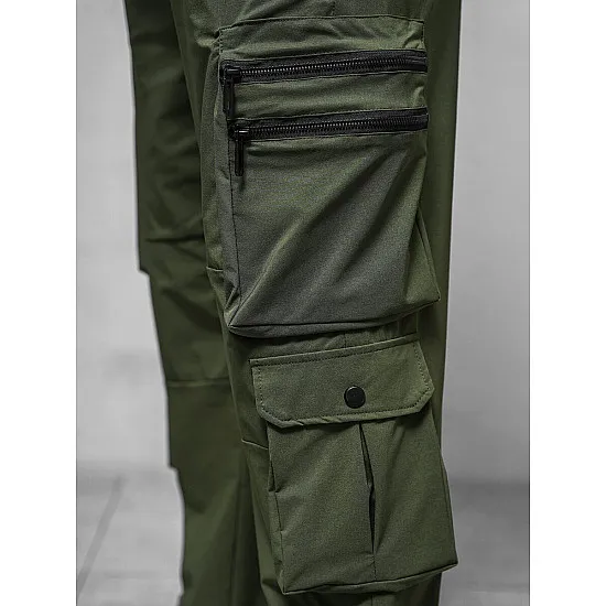 Męskie szerokie spodnie Olimp w kolorze khaki O/PS5527