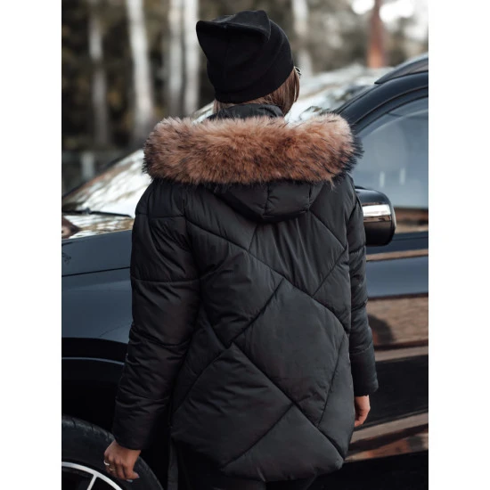 Moteriška juoda dygsniuota žieminė striukė Sisi TY4716