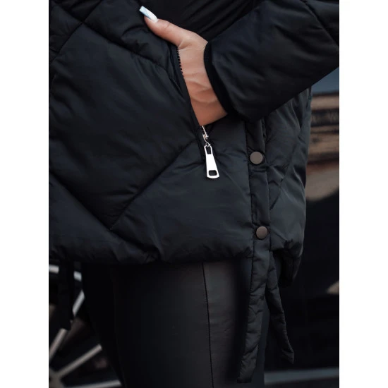 Moteriška juoda dygsniuota žieminė striukė Sisi TY4716