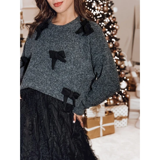 Moteriškas juodas megztinis Bow MY2356