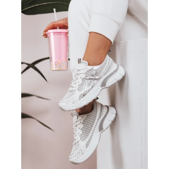 Moteriški balti su sidabro detalėmis laisvalaikio batai Dinamic ZY0595