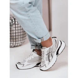 Moteriški balti su juodomis detalėmis laisvalaikio batai Dinamic