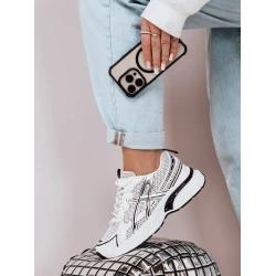 Moteriški balti su juodomis detalėmis laisvalaikio batai Dinamic