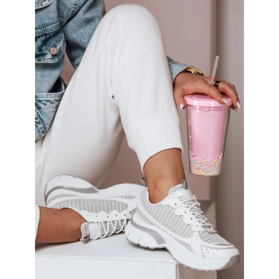 Moteriški balti su sidabro detalėmis laisvalaikio batai Dinamic ZY0595