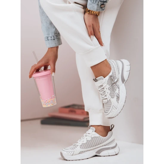 Moteriški balti su sidabro detalėmis laisvalaikio batai Dinamic ZY0595