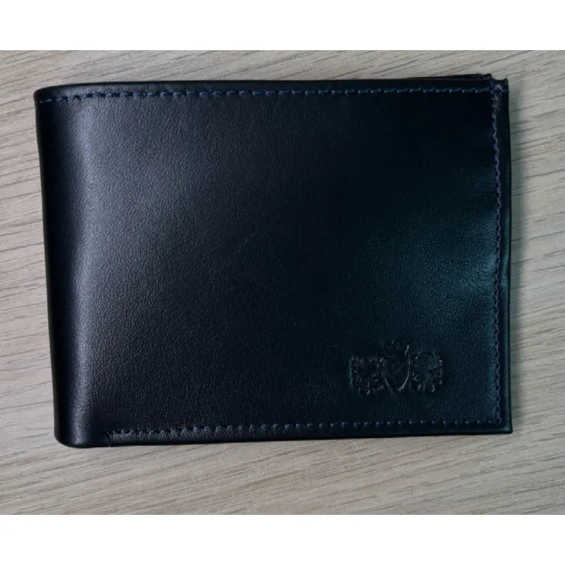 Vyriška piniginė iš natūralios odos Damian (juoda su mėlyna) N054-W blue Premium