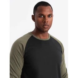 Vyriški juodi/chaki marškinėliai ilgomis rankovėmis Artur